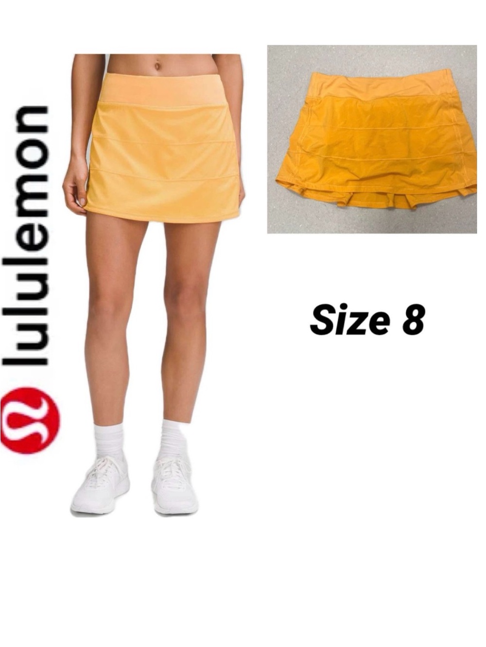 Lululemon Pace Rival Mid-Rise Skirt Long – Mango Dream – Size 8